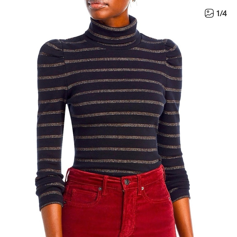Veronica Beard Black and Gold Knit Top